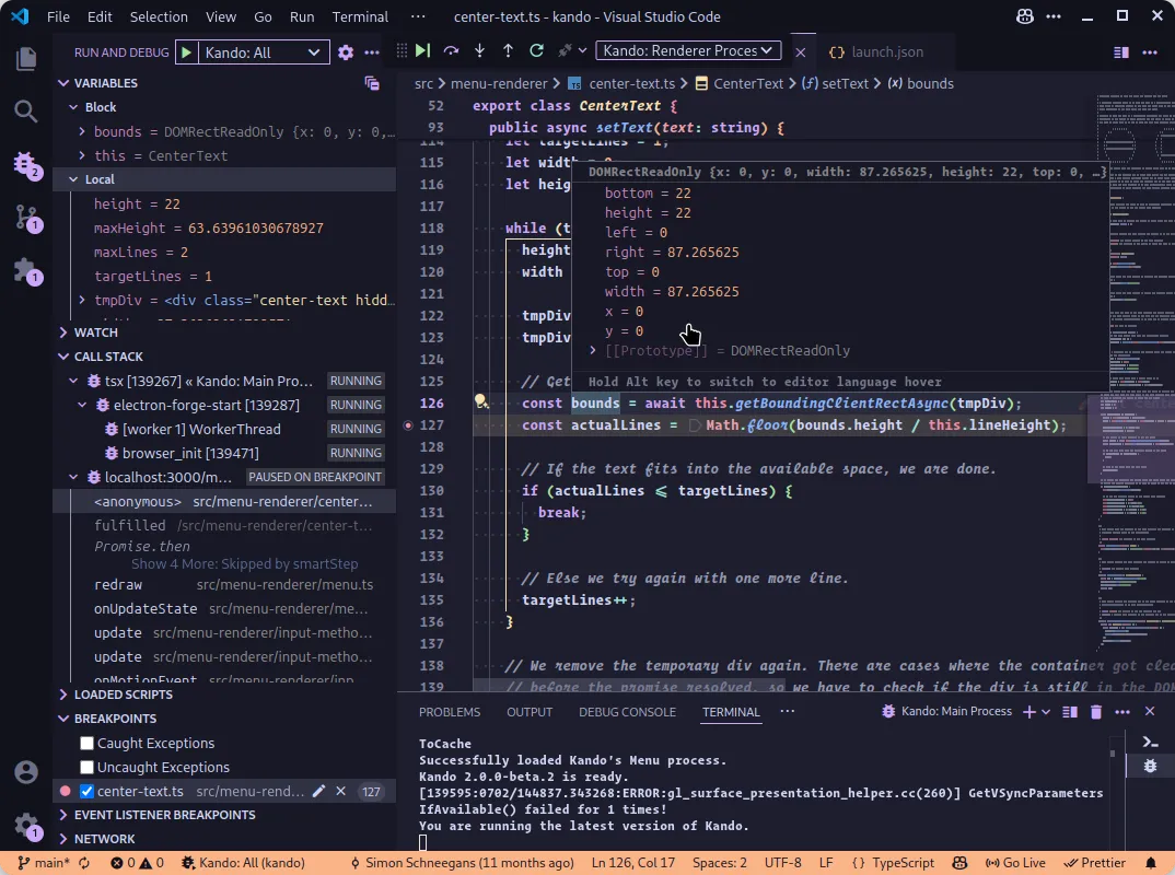 debugging in VSCode