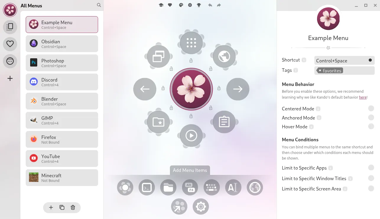menu editor
